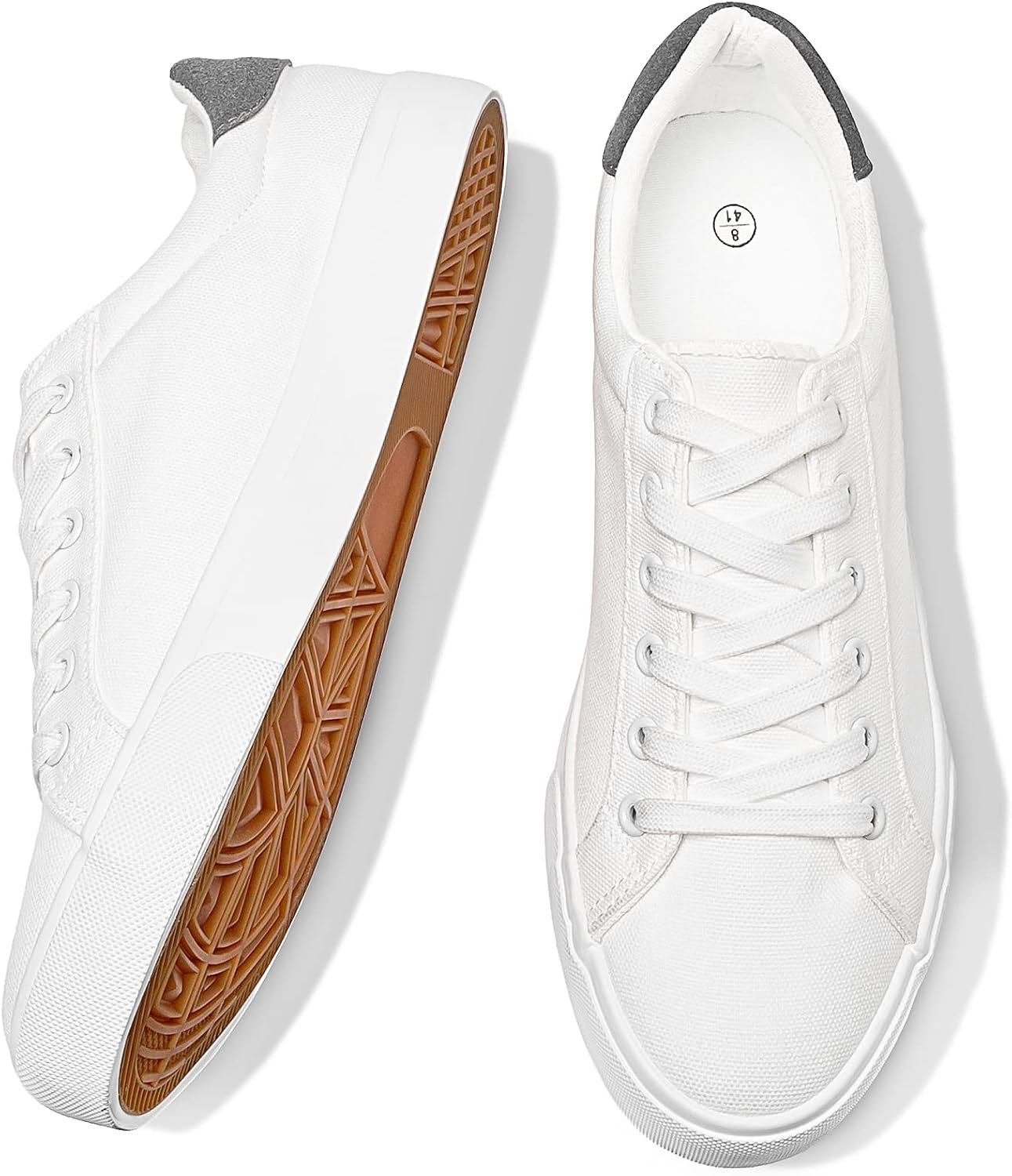 Mens Canvas Shoes White Black Sneakers Low Top Lace Up Casual Shoes