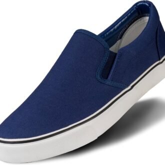 Men's Sneakers Classic Low Top Slip On Shoes Wide Canvas Skate Loafers Sneakers with Soft Insole Cal Dress Shoes for Men able Walking Shoes Slip on Sneakers for Men