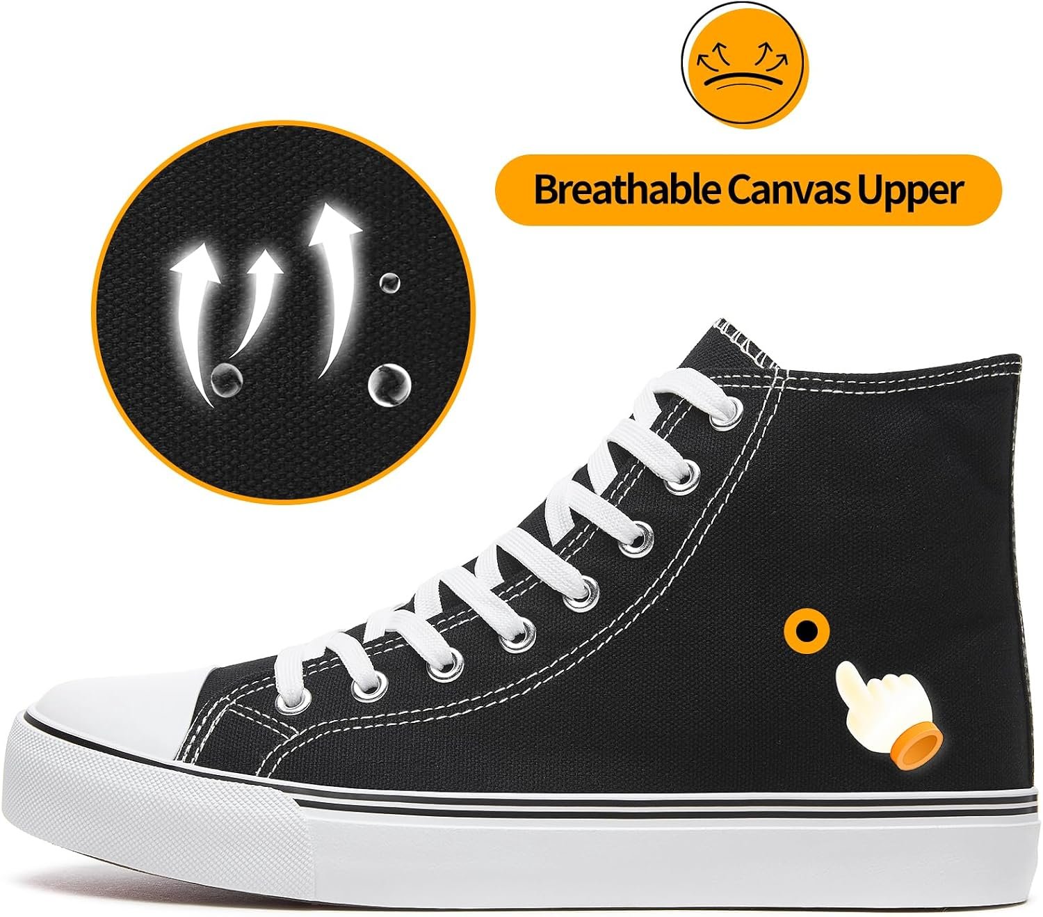 Men's High Top Canvas Sneakers Lace Up Classic Casual Walking Shoes - Image 2