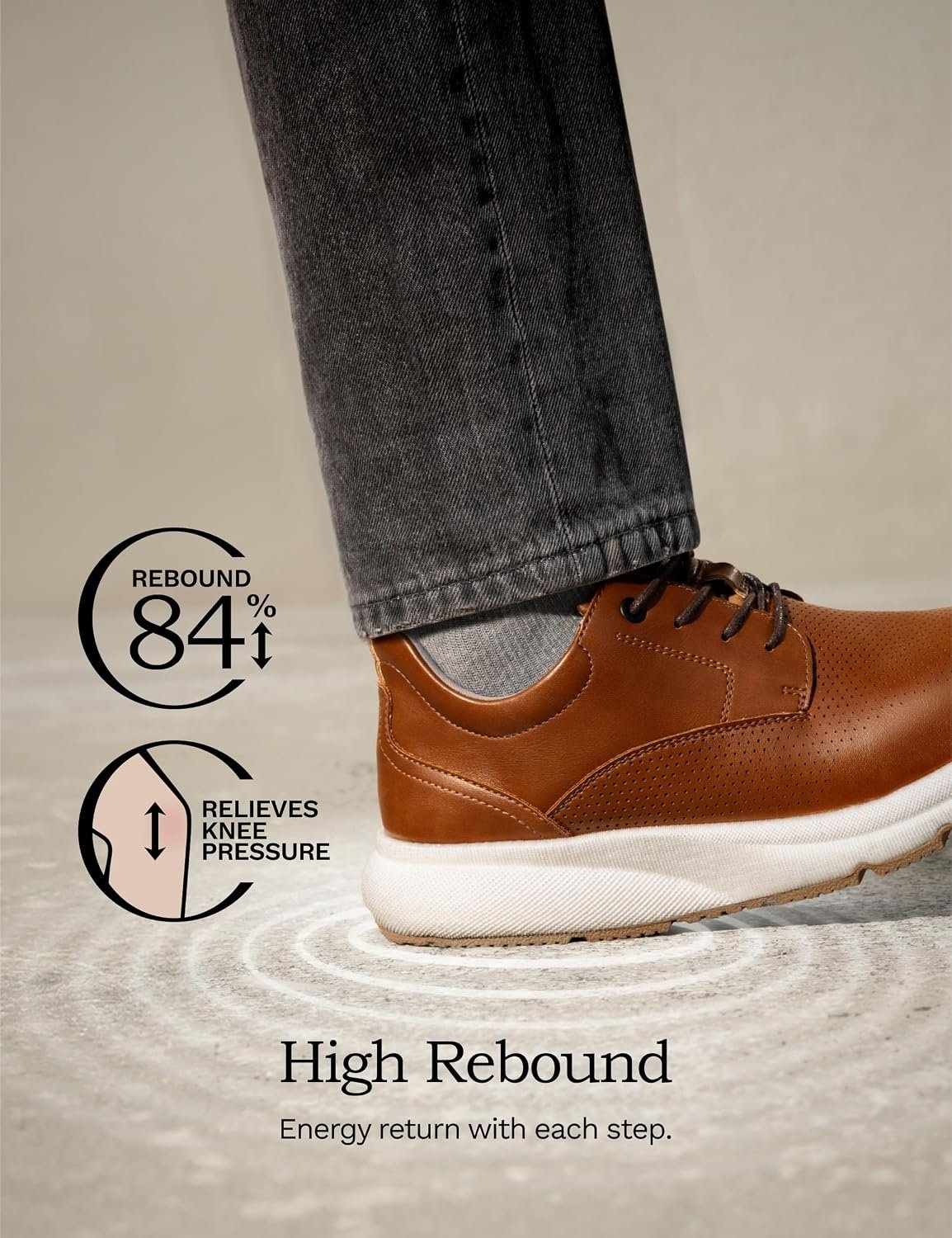 Men's Dress Sneakers Casual Lace Up Oxford Cushioned Walking Shoes Lightweight Breathable - Image 2